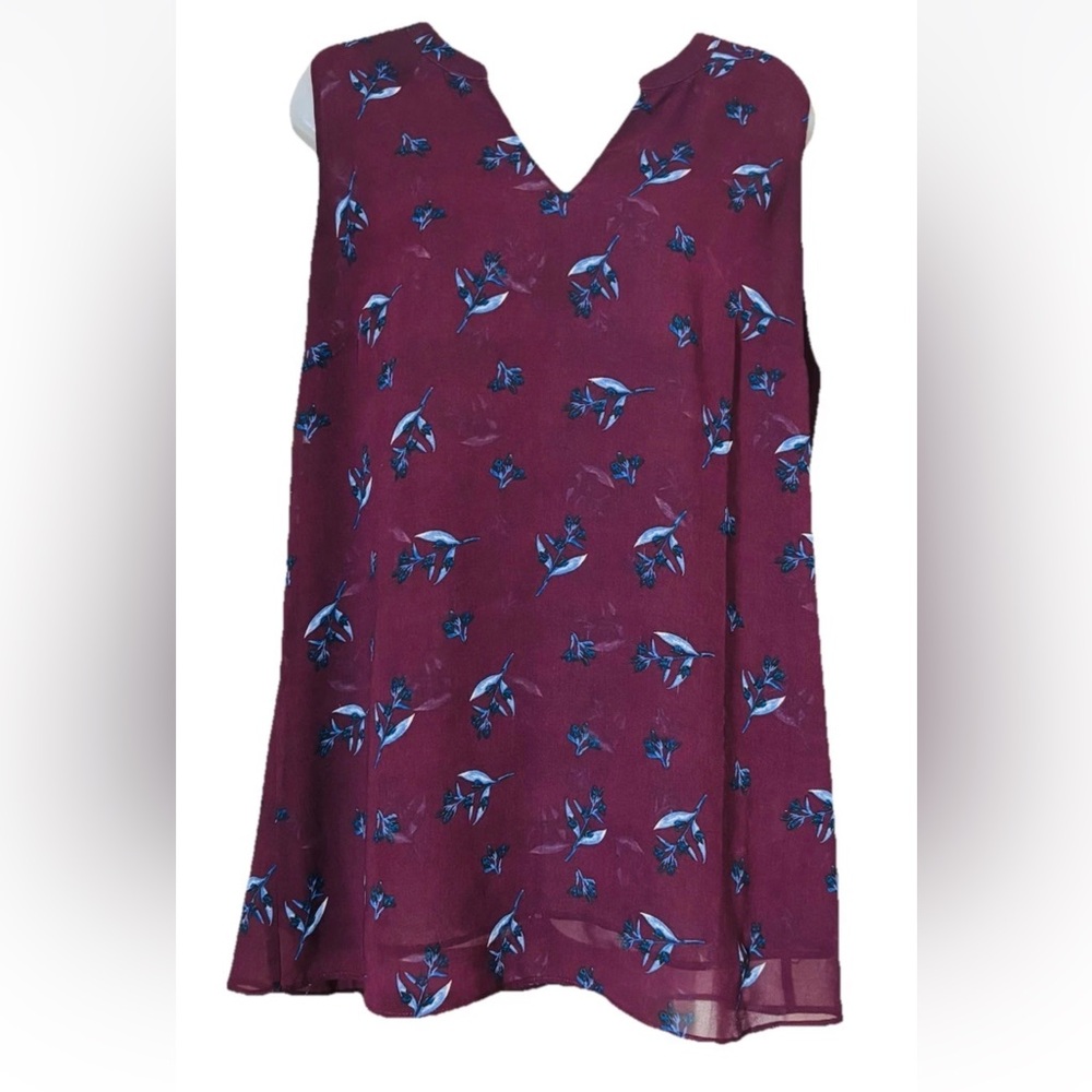 CAbi Women's Size Large L  Icy Floral Bouquet Blouse Top  #3444 Purple Burgundy